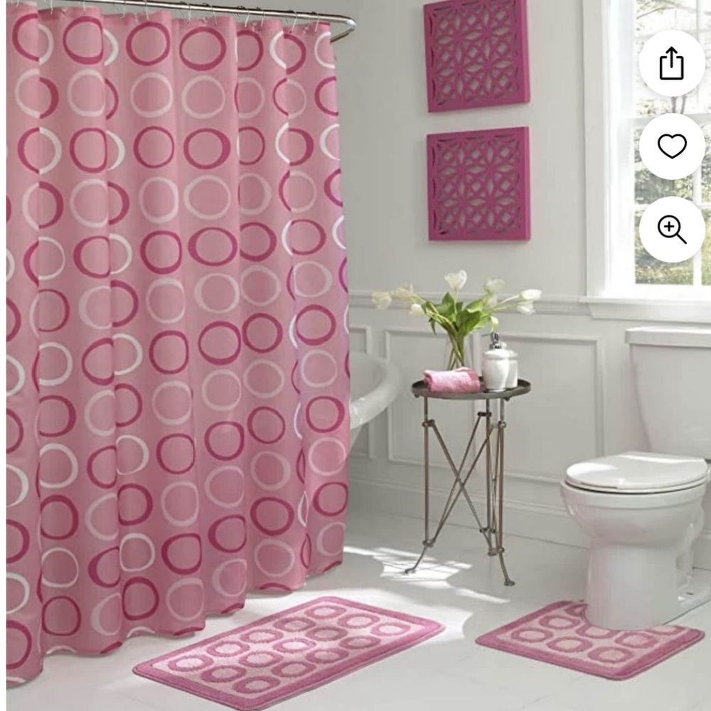 BathFusion Terrell 15 pc Bathroom Set Dusty Rose in Geometric